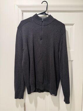 Eddie Bauer Dark Charcoal Zip-Neck Sweater